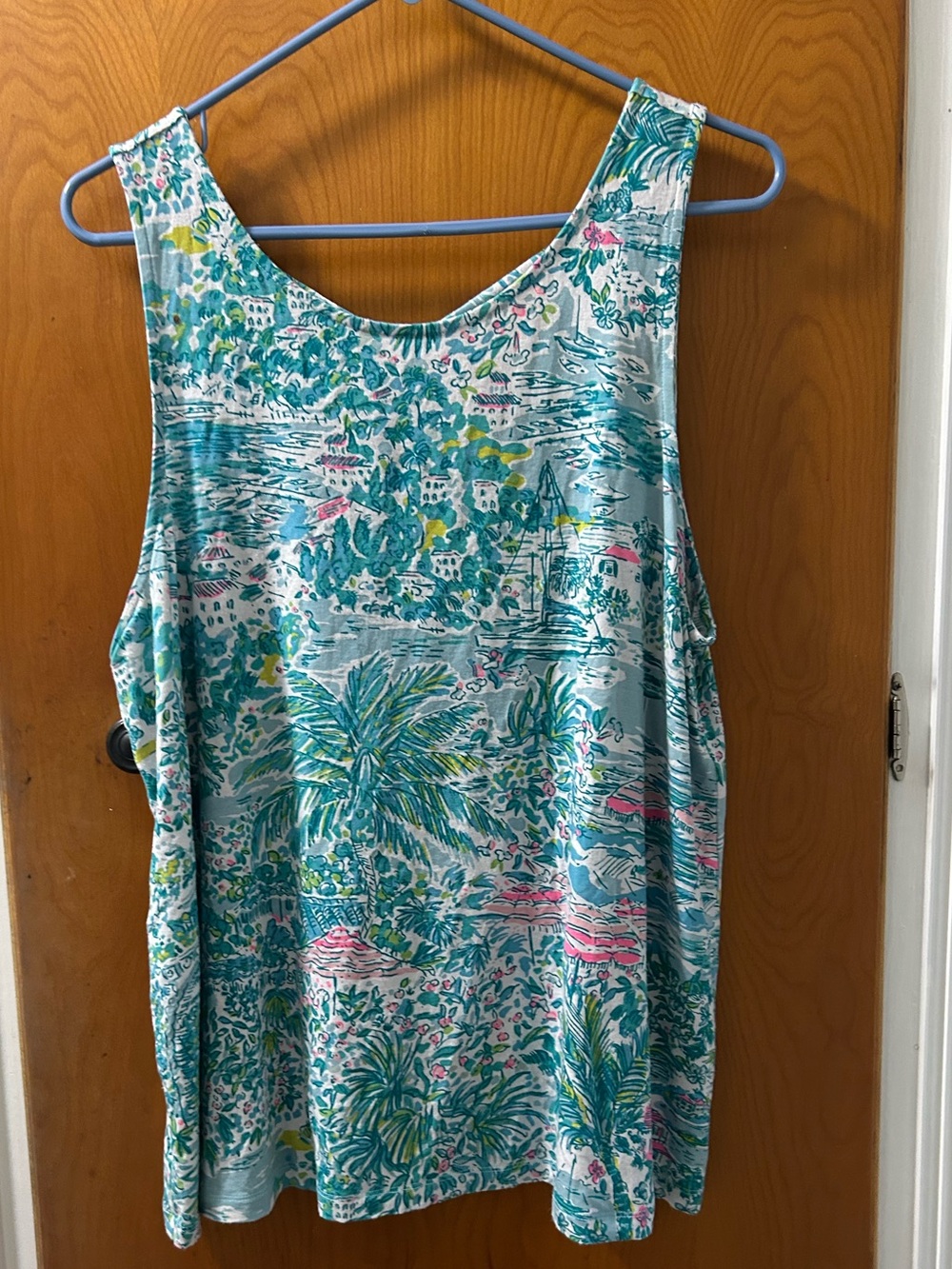 Lilly Pulitzer Tropical Palm Print Tank Top - Teal, Pink & Yellow
